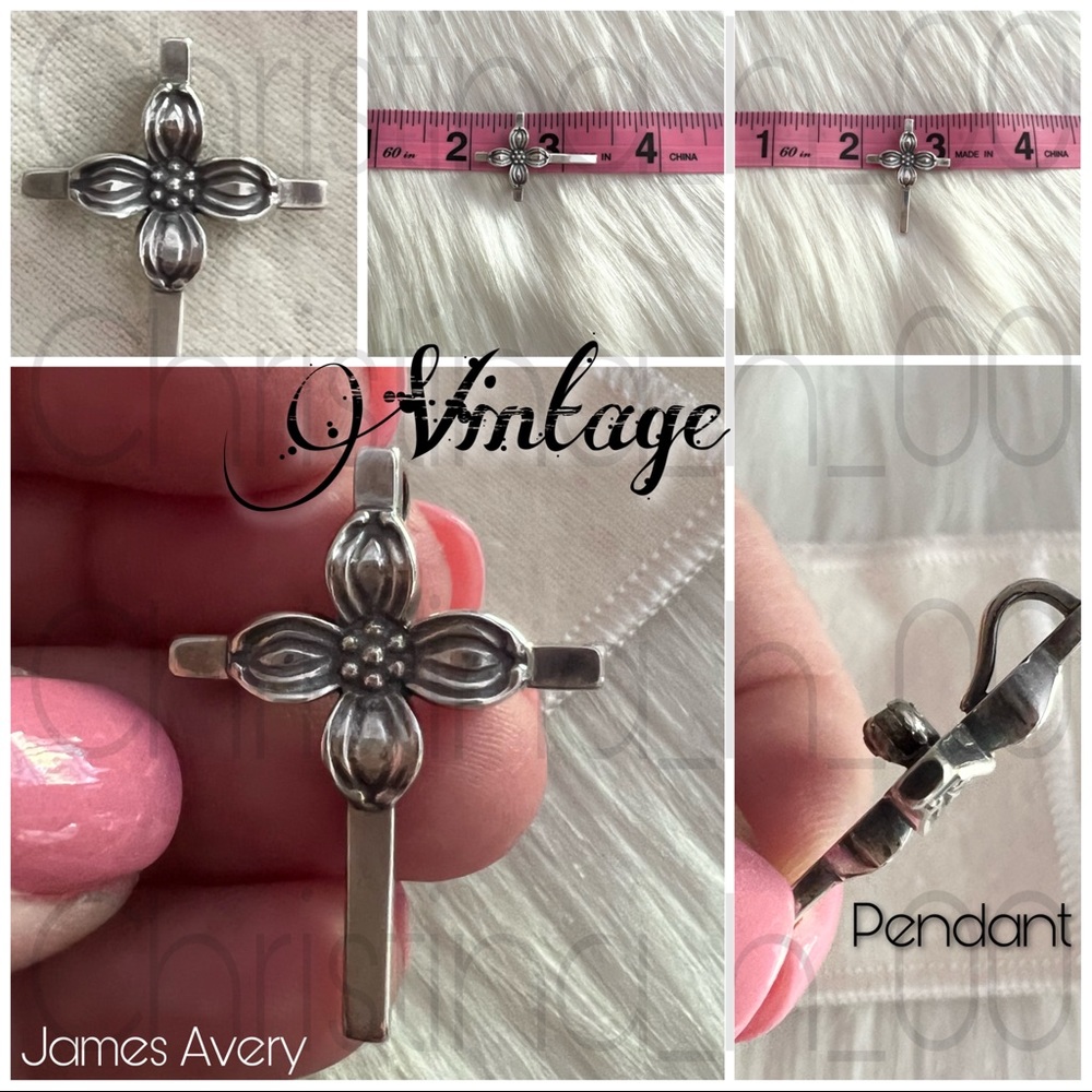 Very RARE James Avery dogwood flower cross pendant pin